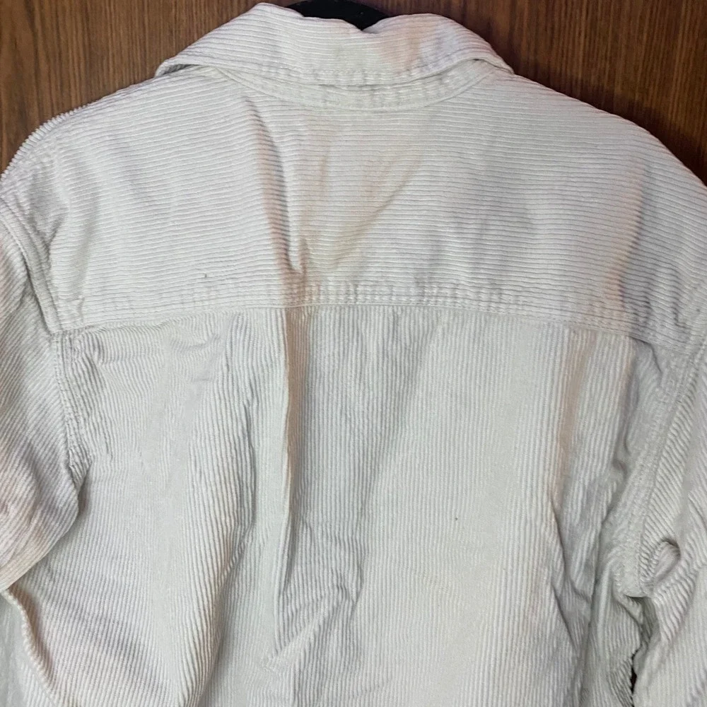H&M Corduroy Zip Up Shirt Jacket Mens Medium Cream Off White Workwear Shacket